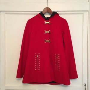 Red Hooded Winter Coat - Anthropologie by Madchen